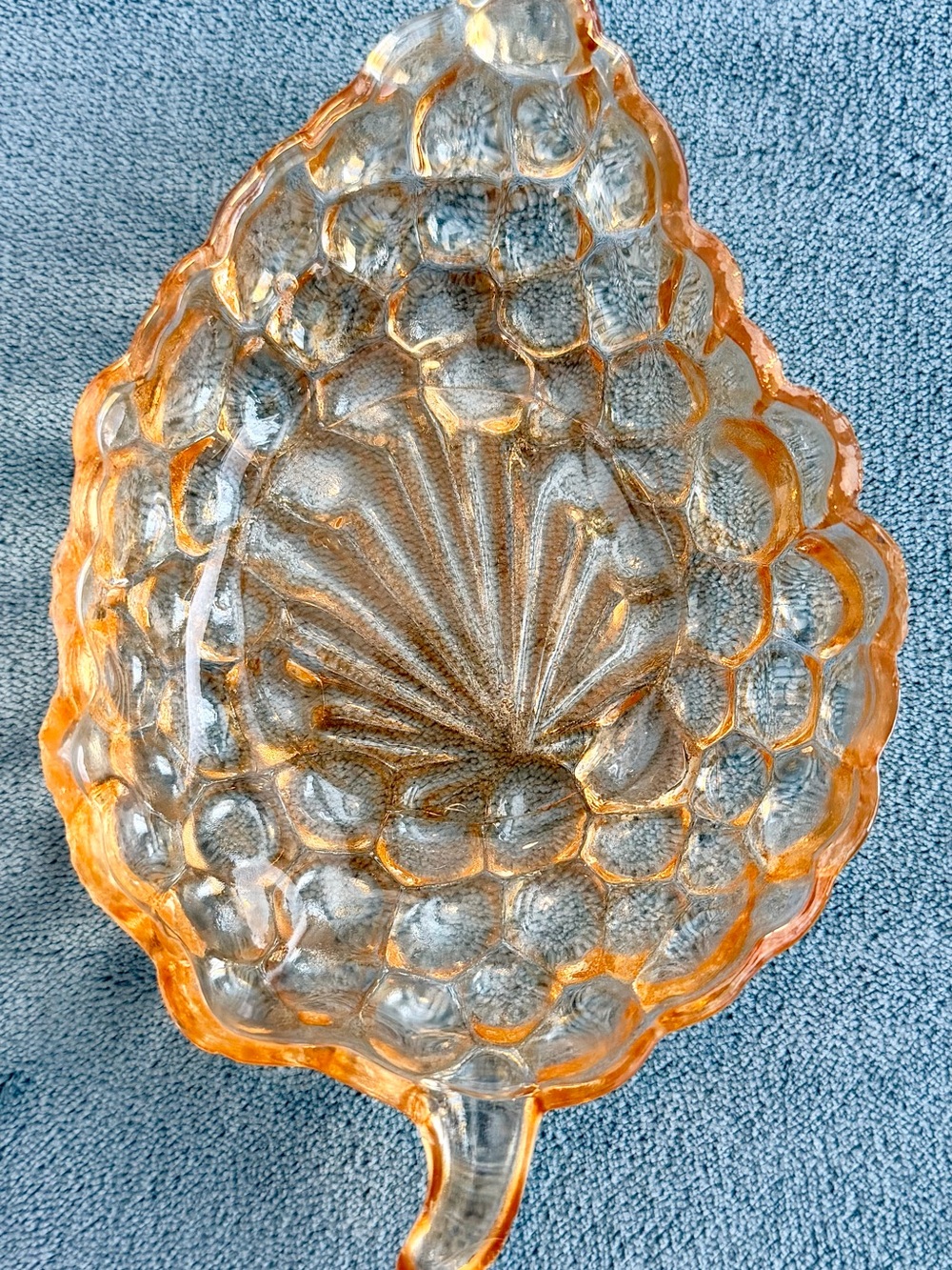Anchor Hocking Amber-Orange Honeycomb Shell Glass Dish